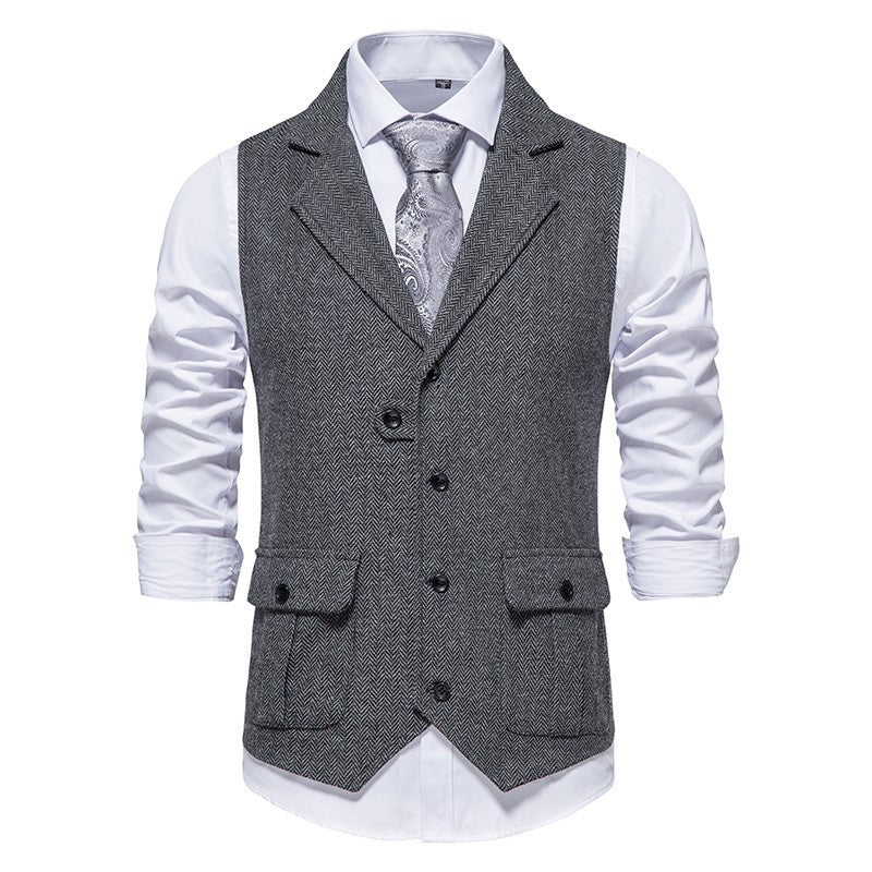 Men's Vest | Elegant & Vintage | Formal Workwear | Woven Fabric