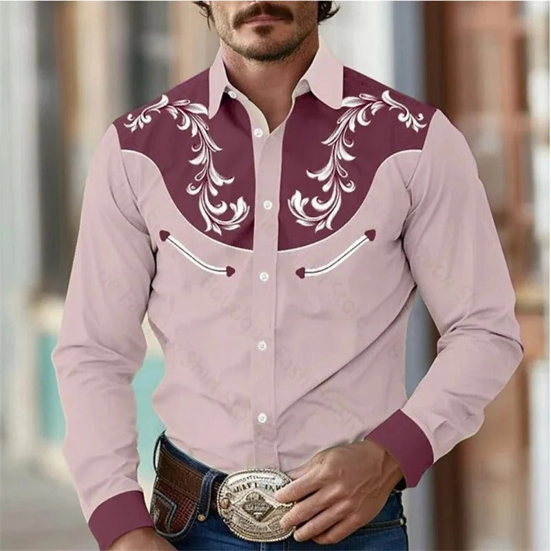 Men's Shirt | Embroidery & Contrasting Design | Country Style