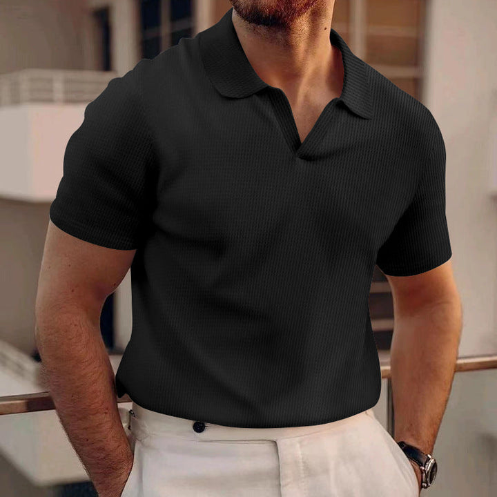 Men's Polo | Solid Color & Grid Texture | Comfortable Collar | Breathable & Casual