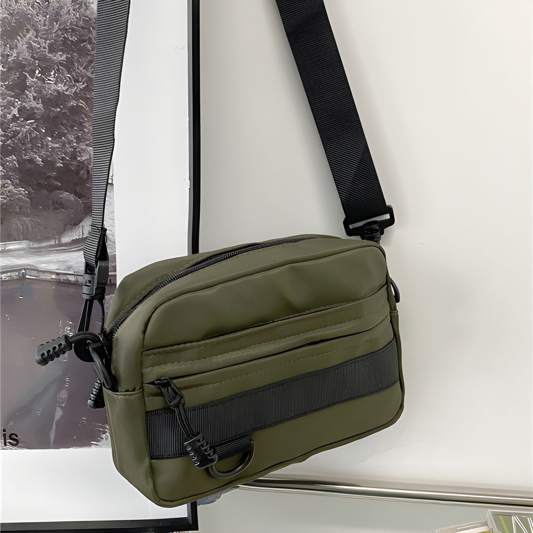Men's Shoulder Bag | Compact & Slim Design | Phone Pocket & Adjustable Strap | Green Nylon