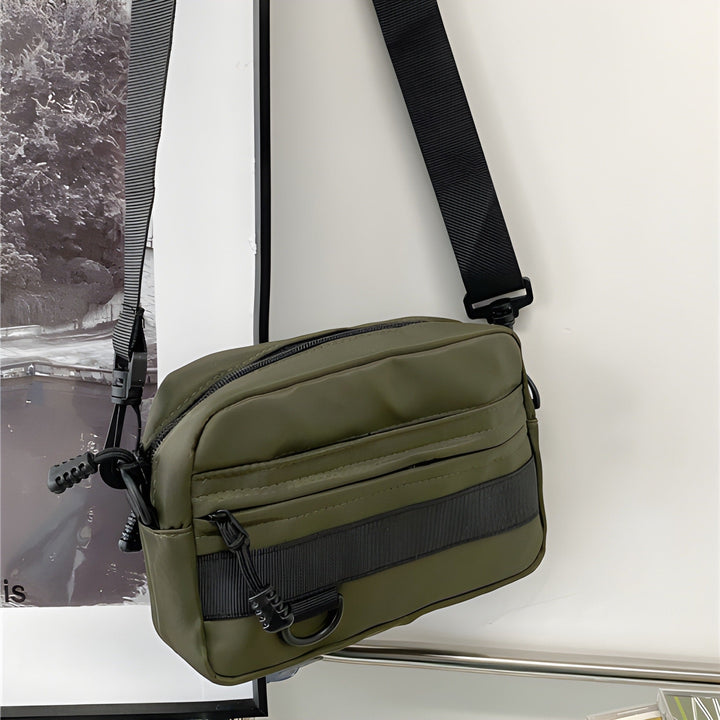 Men's Shoulder Bag | Compact & Slim Design | Phone Pocket & Adjustable Strap | Green Nylon