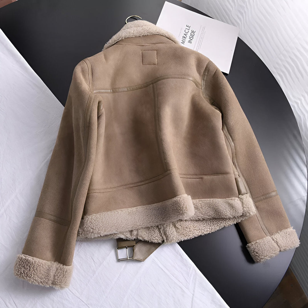 Ladies Biker Jacket Oversized – Lined with Faux Fur