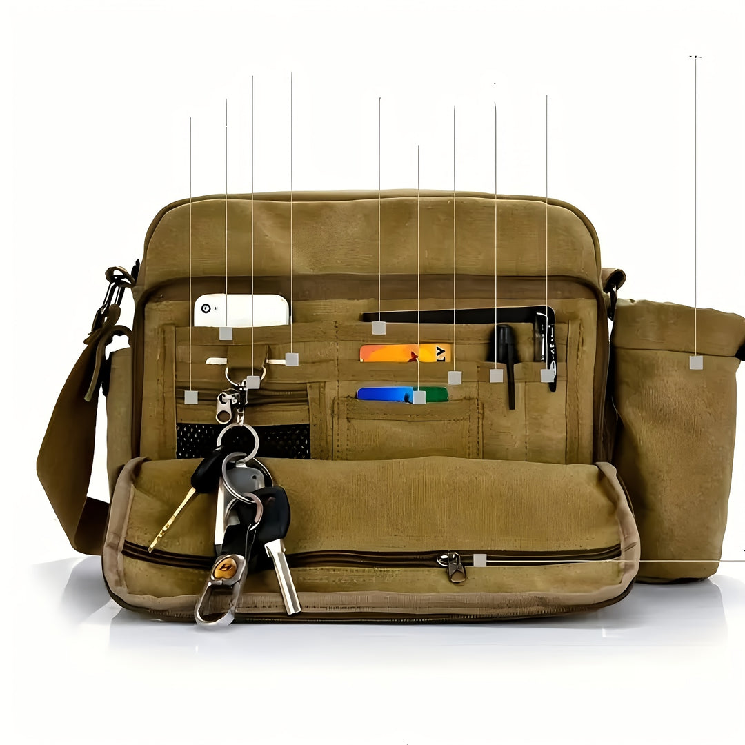 Men's Shoulder Bag | Sturdy & Spacious with Multiple Pockets | Adjustable Strap