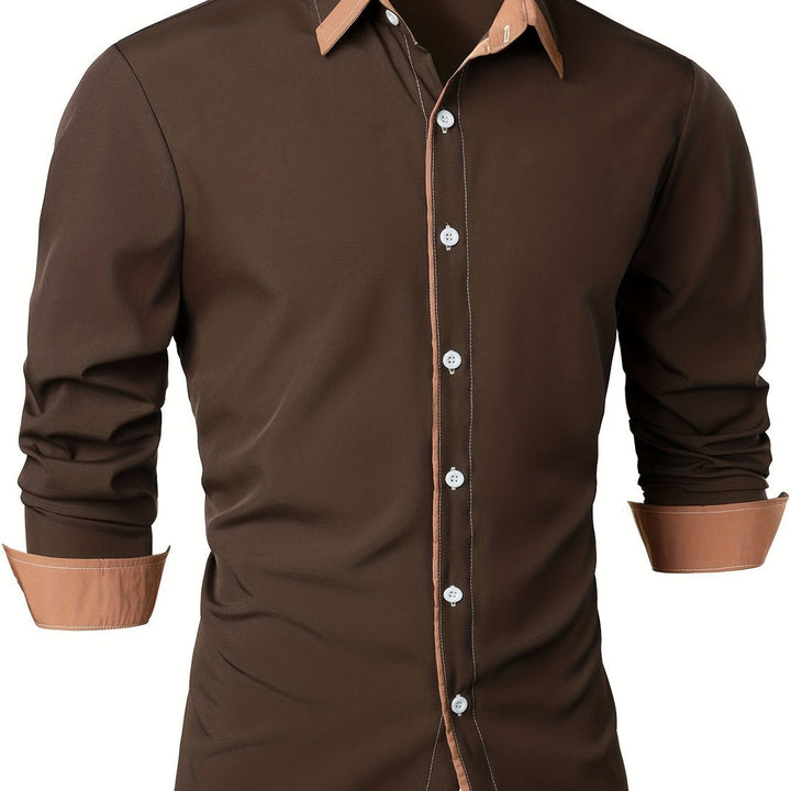 Men's Shirt | Timeless & Comfortable | Contrasting Button | Long Sleeves | Casual