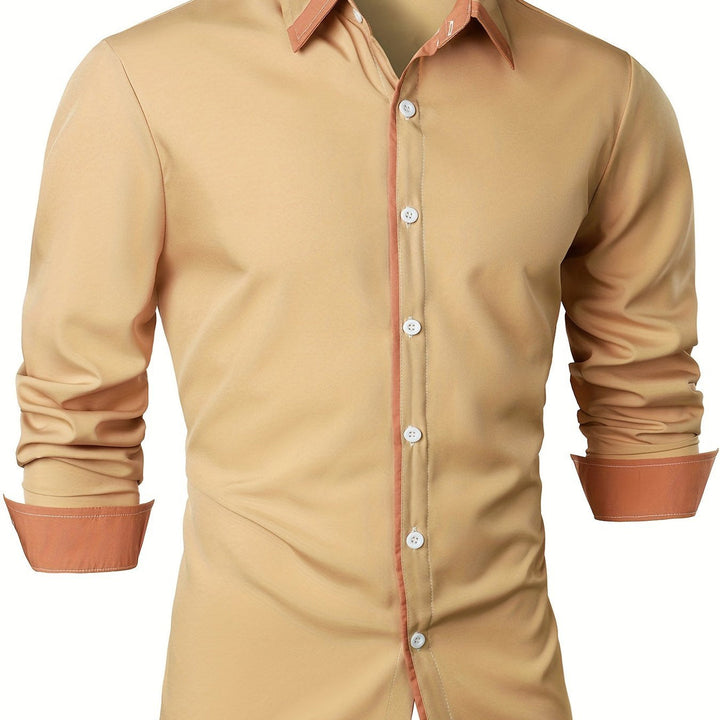 Men's Shirt | Timeless & Comfortable | Contrasting Button | Long Sleeves | Casual