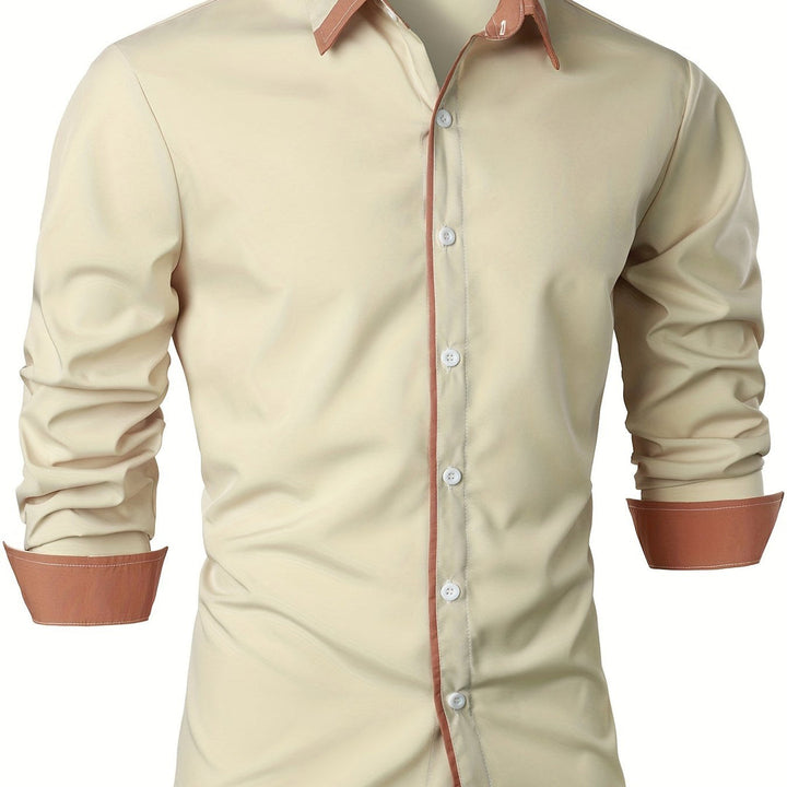 Men's Shirt | Timeless & Comfortable | Contrasting Button | Long Sleeves | Casual