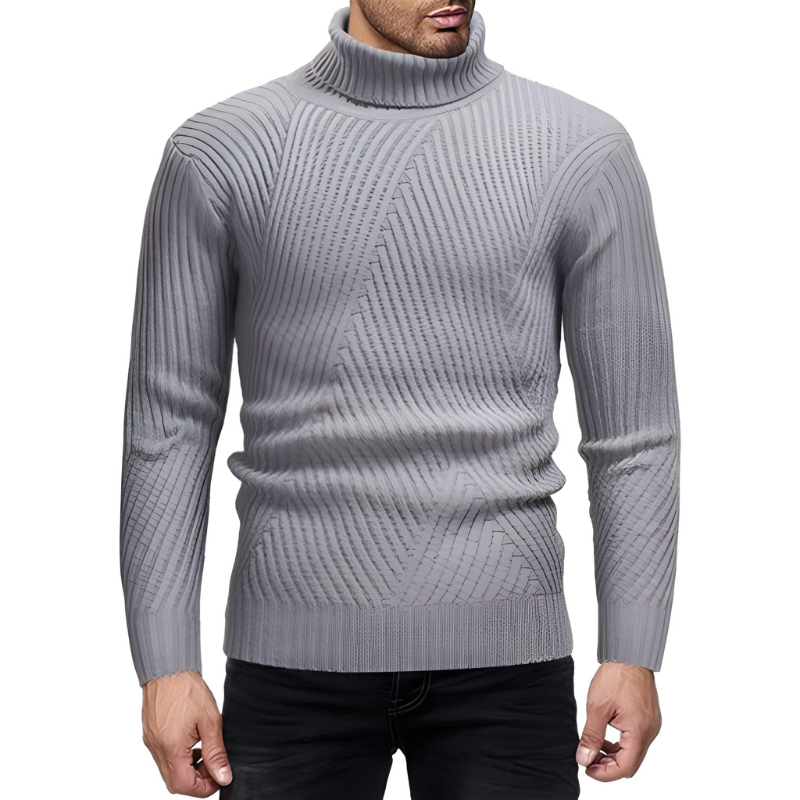 Men's Turtleneck Modern Ribbed Sweater Warm & Stylish Men's Sweaters, view 2 - Elena Harper