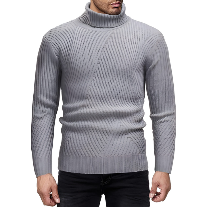Men's Turtleneck Modern Ribbed Sweater Warm & Stylish Men's Sweaters, view 2 - Elena Harper