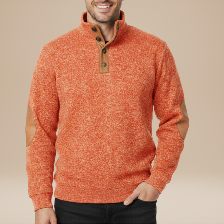 Men's Sweaters | With Elbow Patches | Button Collar Design