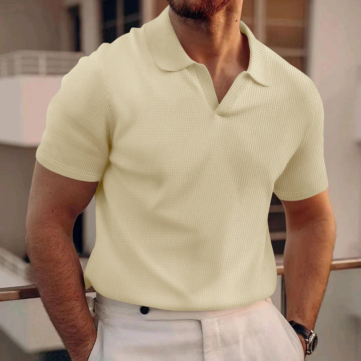 Men's Polo | Solid Color & Grid Texture | Comfortable Collar | Breathable & Casual