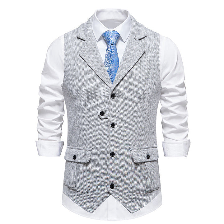Paul | Men's Vest in Vintage Style with Herringbone Pattern