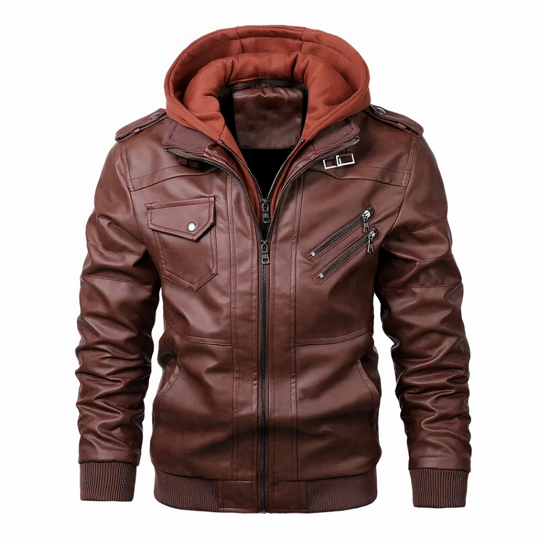 Winter Jacket Men | Stylish & Thick | Faux Leather Hooded Intermediate Jacket