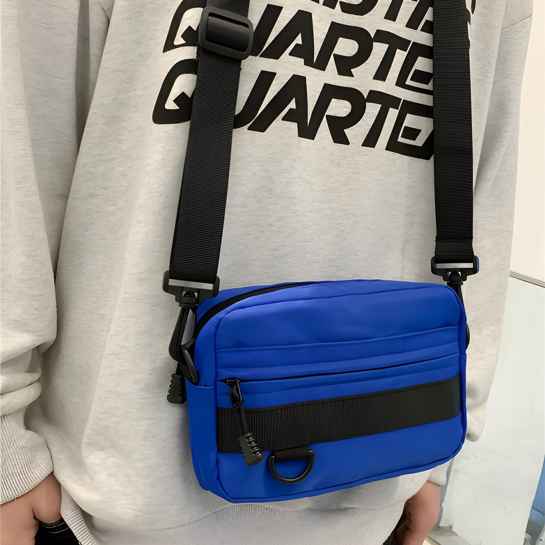 Men's Shoulder Bag | Compact & Slim Design | Phone Pocket & Adjustable Strap | Green Nylon