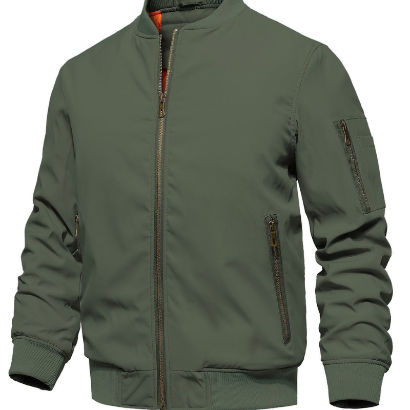 Winter Jacket Men | Classic Bomber Jacket | With Zipper & Stand-Up Collar