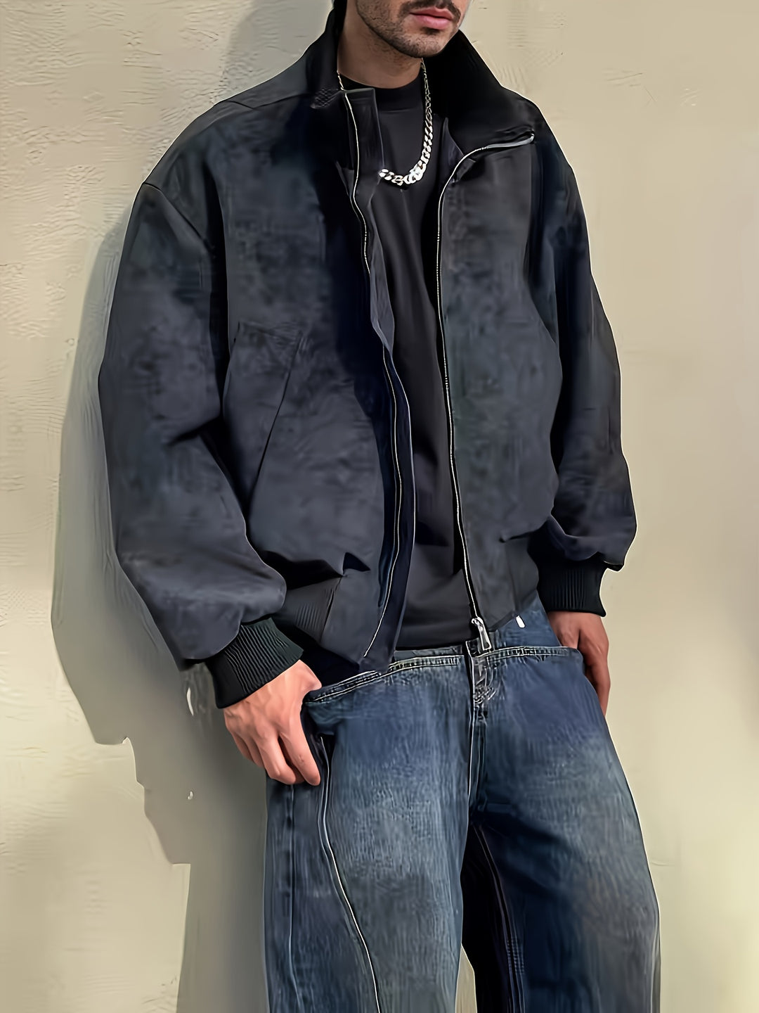 Men's Jacket | Oversized Streetwear | With Zipper | Spring