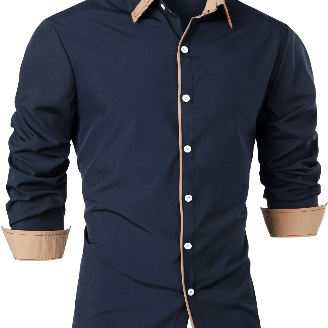 Men's Shirt | Timeless & Comfortable | Contrasting Button | Long Sleeves | Casual
