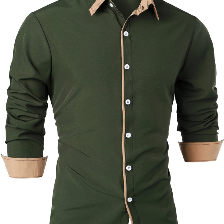 Men's Shirt | Timeless & Comfortable | Contrasting Button | Long Sleeves | Casual