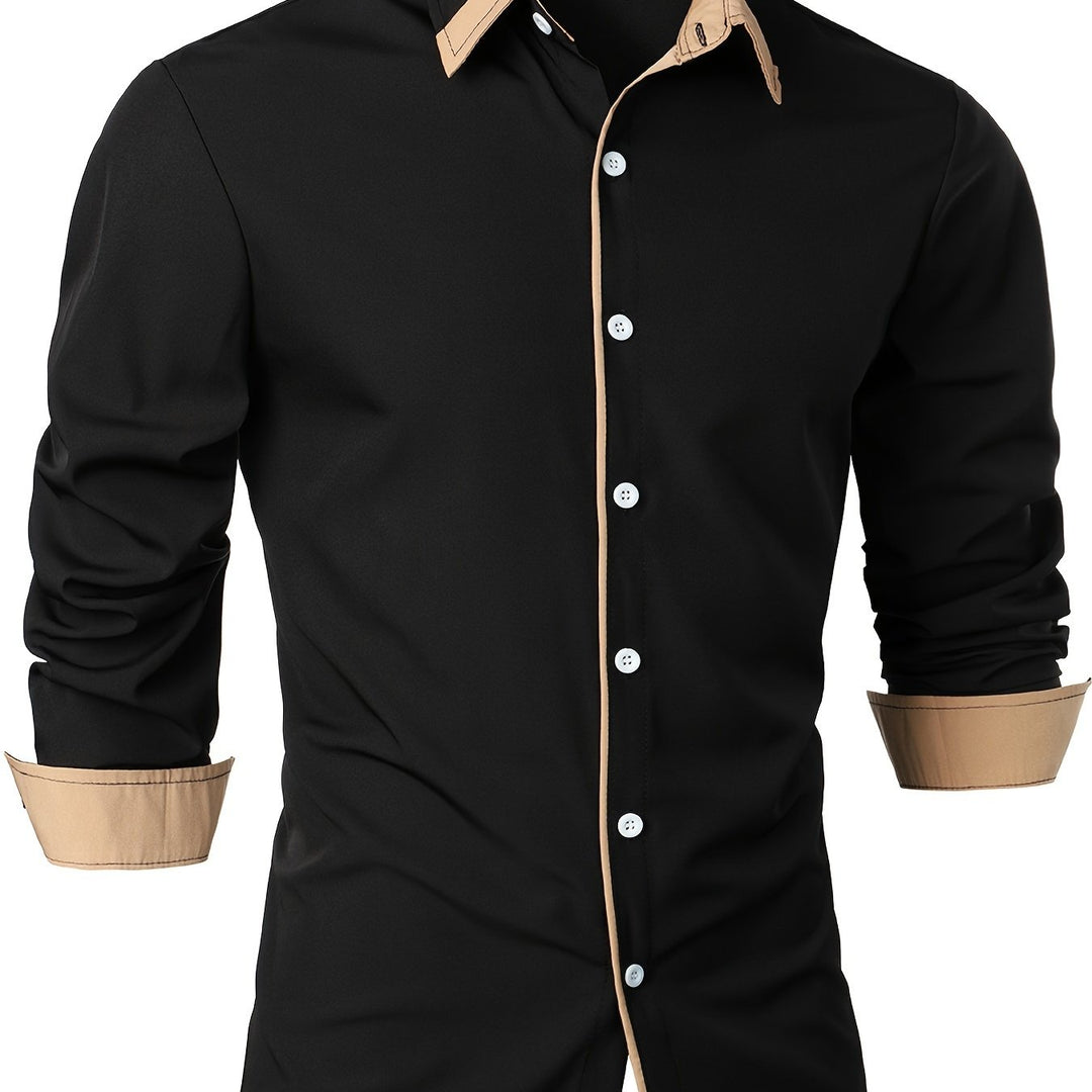 Men's Shirt | Timeless & Comfortable | Contrasting Button | Long Sleeves | Casual