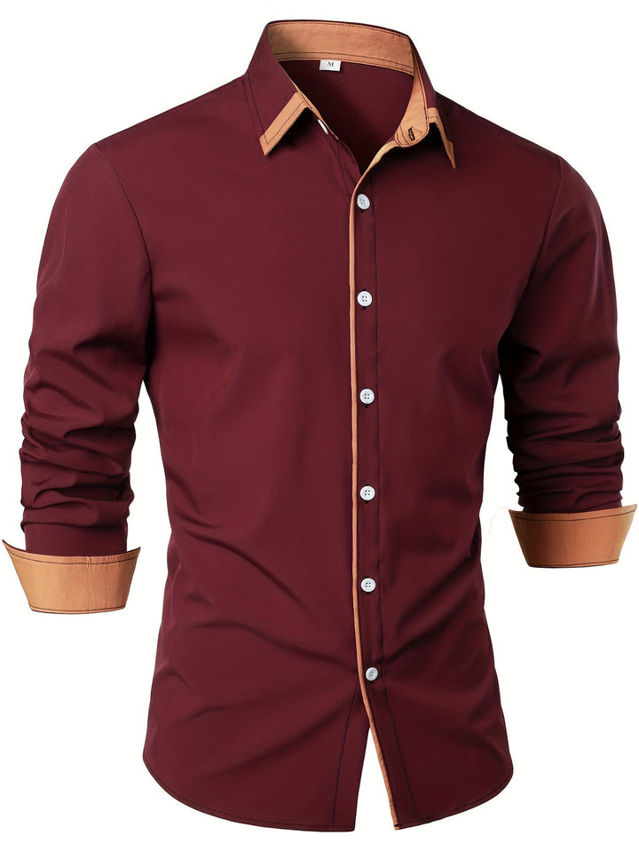 Men's Shirt | Timeless & Comfortable | Contrasting Button | Long Sleeves | Casual