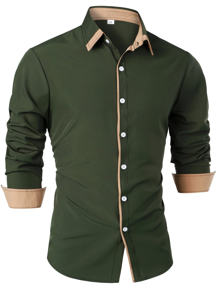 Men's Shirt | Timeless & Comfortable | Contrasting Button | Long Sleeves | Casual