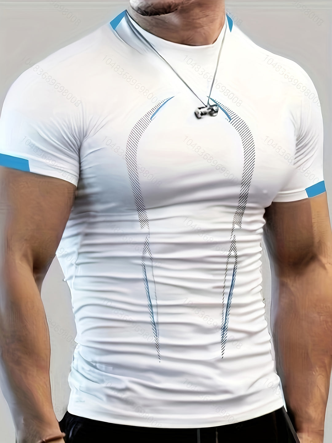 Men's Sports Shirt Color Blocks & Slim Fit Quick-Dry T-Shirt with Round Neck - Elena Harper