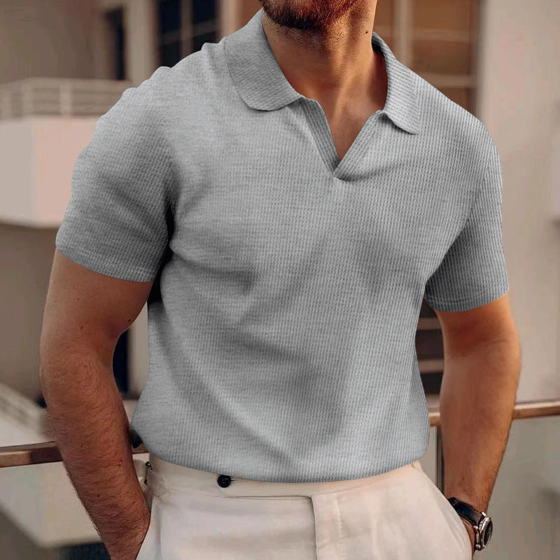 Men's Polo | Solid Color & Grid Texture | Comfortable Collar | Breathable & Casual