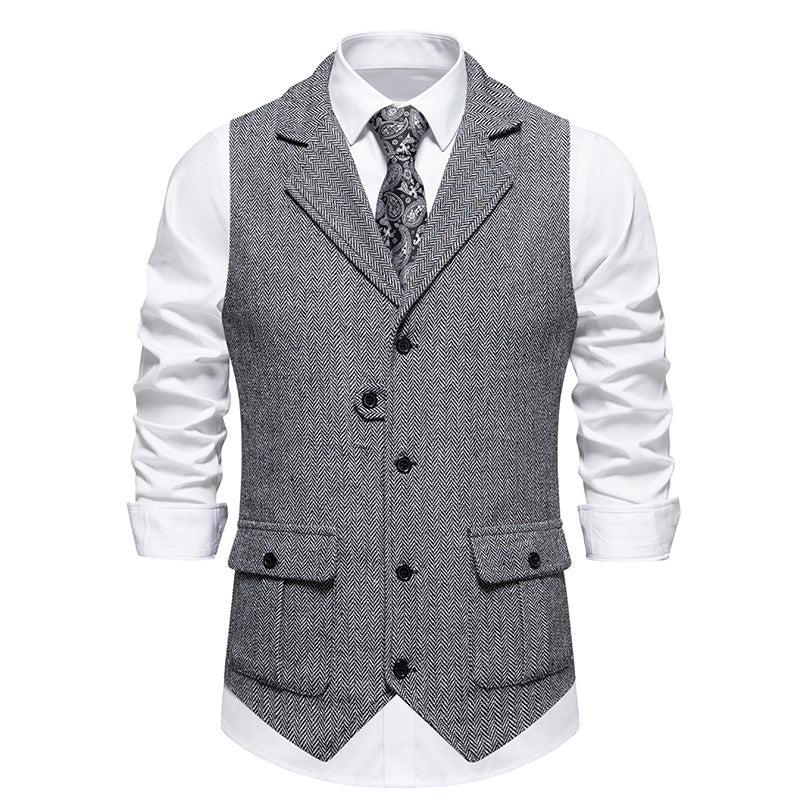 Paul | Men's Vest in Vintage Style with Herringbone Pattern