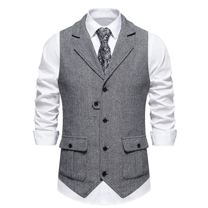 Paul | Men's Vest in Vintage Style with Herringbone Pattern