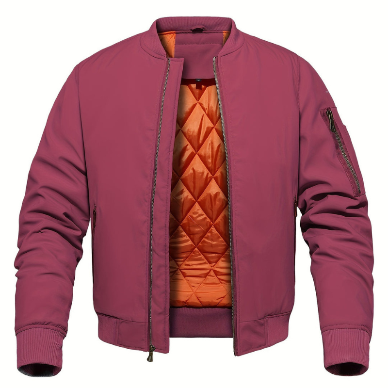 Winter Jacket Men | Classic Bomber Jacket | With Zipper & Stand-Up Collar