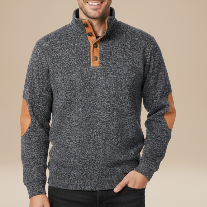 Men's Sweaters | With Elbow Patches | Button Collar Design