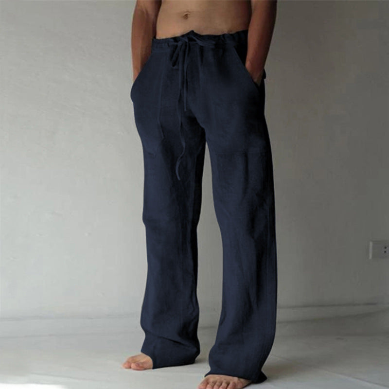 Men's Pants | Linen Look | Drawstring Closure | Comfort & Elegance