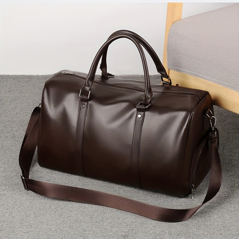 Men's Travel Bag | Stylish & Multifunctional | Adjustable Shoulder Strap | PU Leather