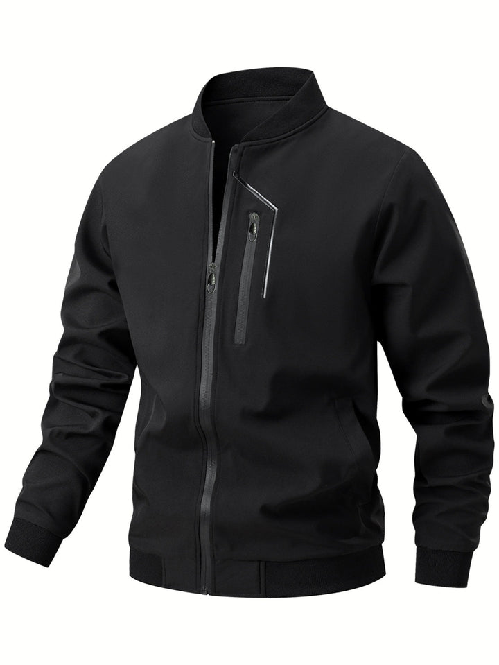 Men's Mid Jacket | Bomber Jacket with Zipper | Windproof & Multiple Pockets