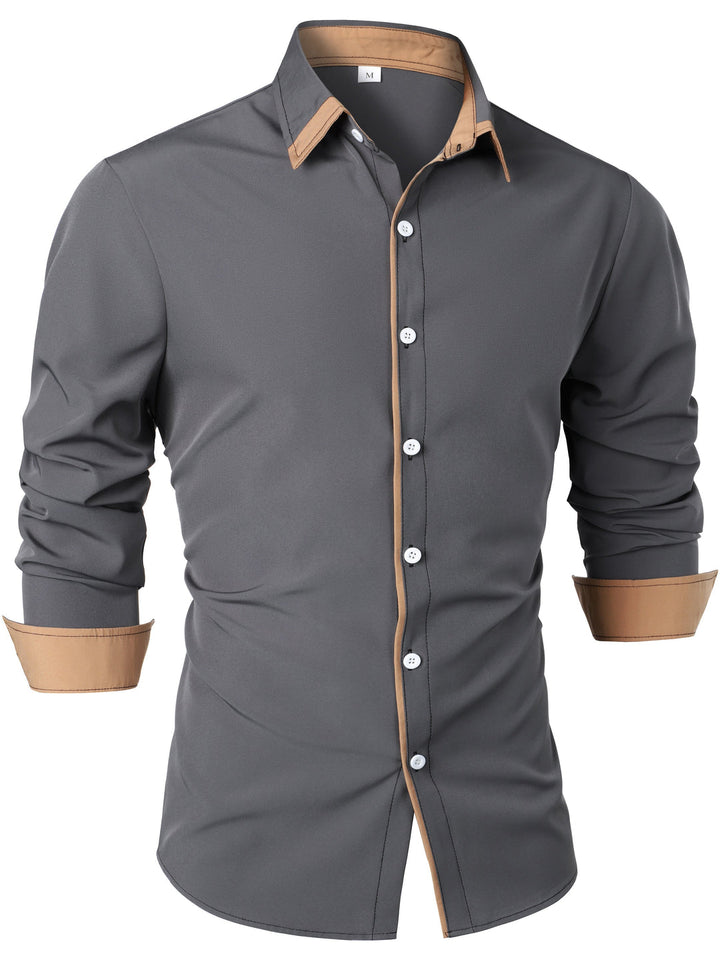 Men's Shirt | Timeless & Comfortable | Contrasting Button | Long Sleeves | Casual