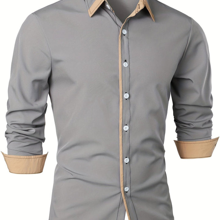 Men's Shirt | Timeless & Comfortable | Contrasting Button | Long Sleeves | Casual