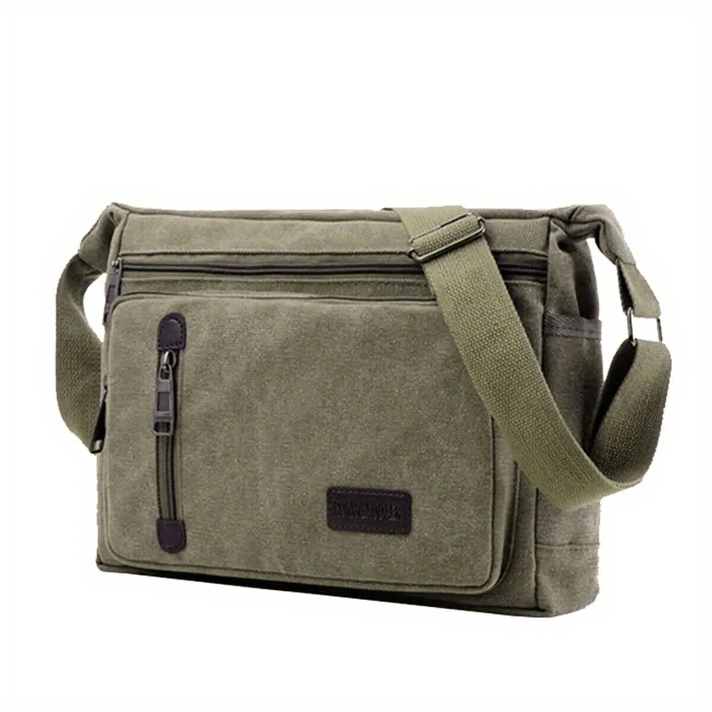 Men's Shoulder Bag | Vintage Canvas | Adjustable Strap & Multiple Zipper Pockets | Lightweight & Durable