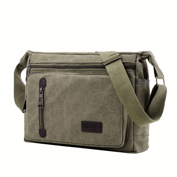 Men's Shoulder Bag | Vintage Canvas | Adjustable Strap & Multiple Zipper Pockets | Lightweight & Durable