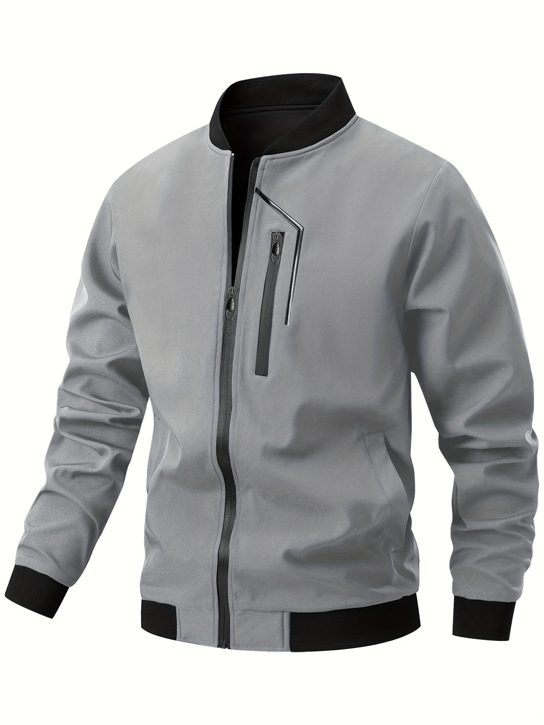 Men's Mid Jacket | Bomber Jacket with Zipper | Windproof & Multiple Pockets