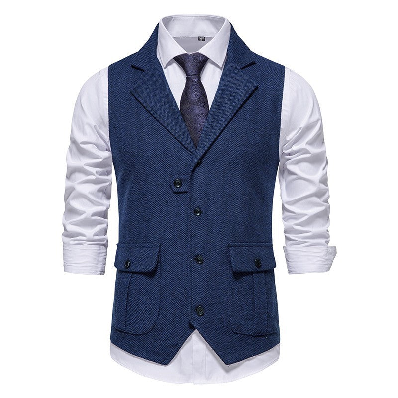 Paul | Men's Vest in Vintage Style with Herringbone Pattern
