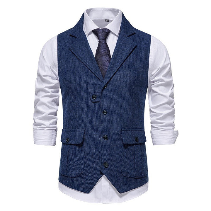 Paul | Men's Vest in Vintage Style with Herringbone Pattern
