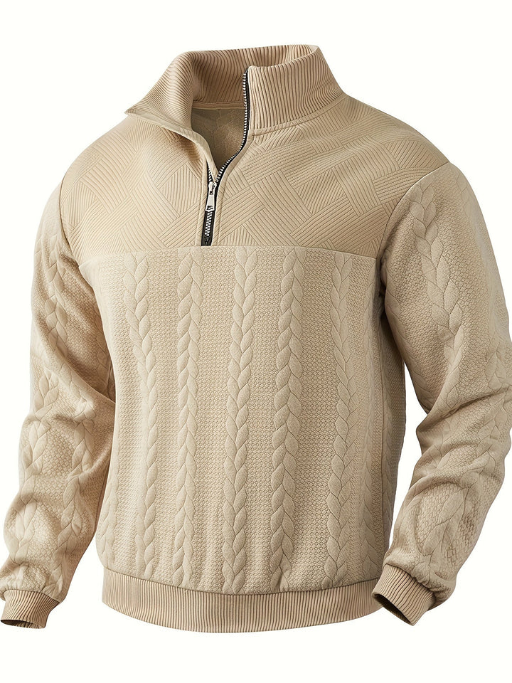 Classic men's sweater with zipper for timeless comfort and versatility Noud, view 2 - Elena Harper