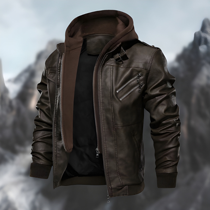 Winter Jacket Men | Stylish & Thick | Faux Leather Hooded Intermediate Jacket