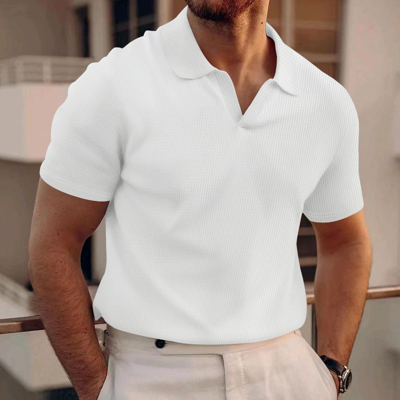 Men's Polo | Solid Color & Grid Texture | Comfortable Collar | Breathable & Casual