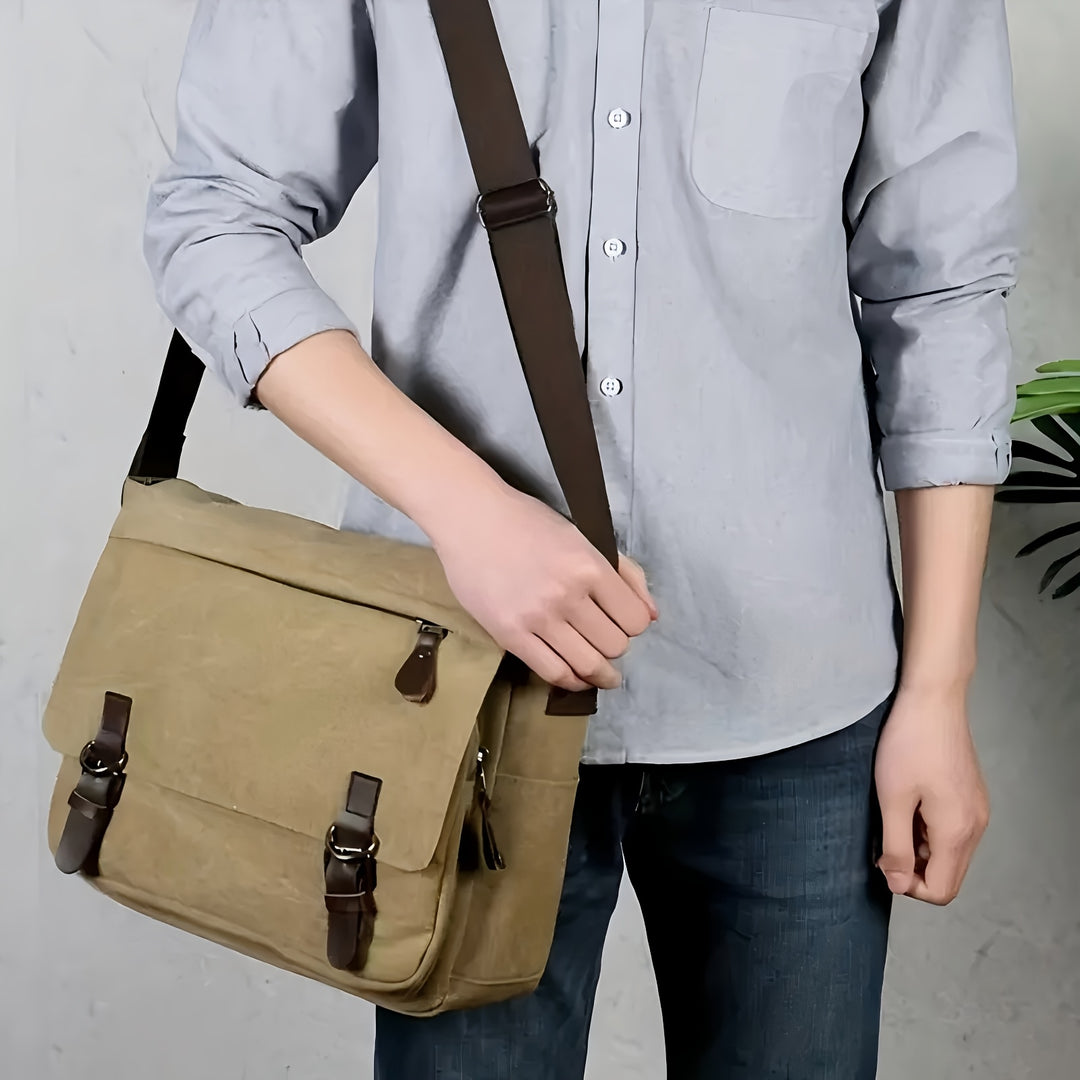 Men's Shoulder Bag | Sturdy & Spacious with Multiple Pockets | Adjustable Strap