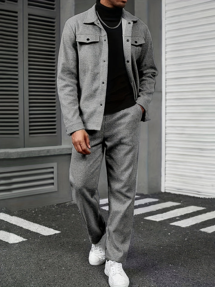 Men's Two-Piece Set | Solid Color & Loose Fit | Spring & Autumn