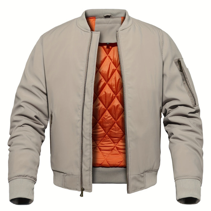Winter Jacket Men | Classic Bomber Jacket | With Zipper & Stand-Up Collar