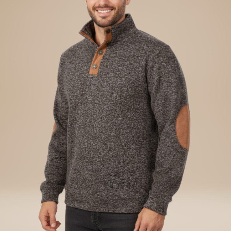 Men's Sweaters | With Elbow Patches | Button Collar Design