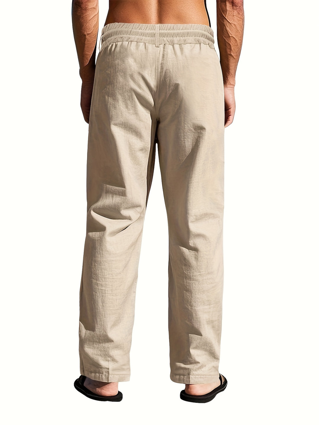 Men's Linen Pants | Lightweight & Breathable | Drawstring & Multi-Button | Beach & Casual