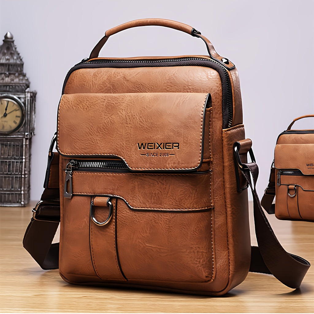 Men's Shoulder Bag | Vintage Crossbody | Multiple Pockets | Adjustable Strap
