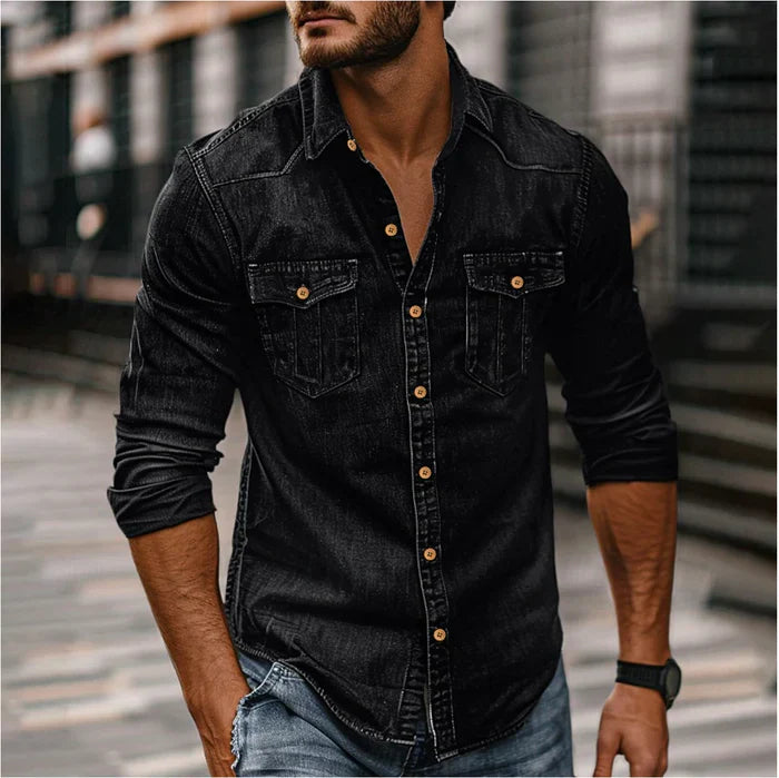 Men's Modern Slim Denim Shirt – Elegant Rugged Style